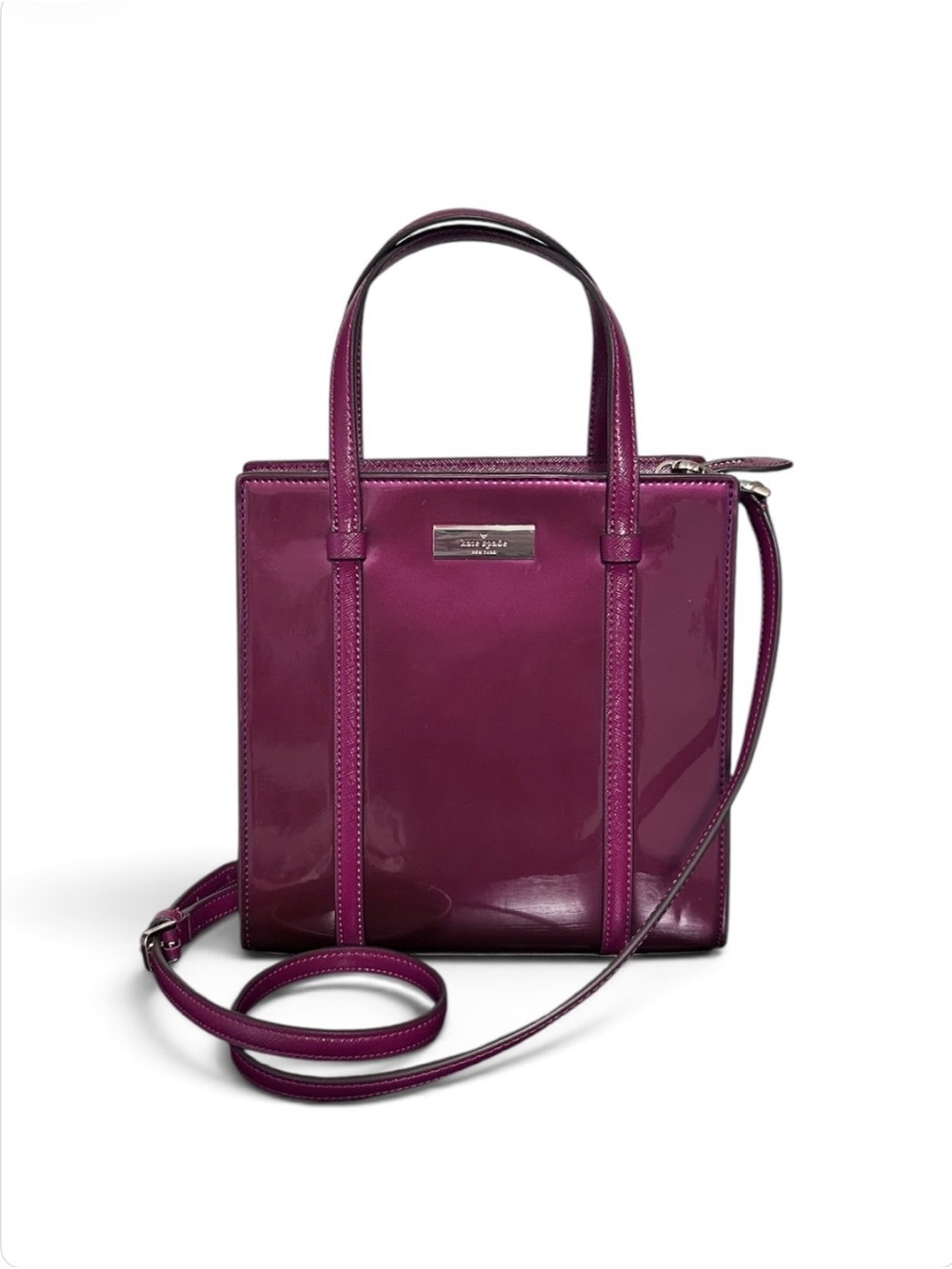 kate spade ♠️ Kenzie Patent Leather Mini Tote in Dark Raspberry